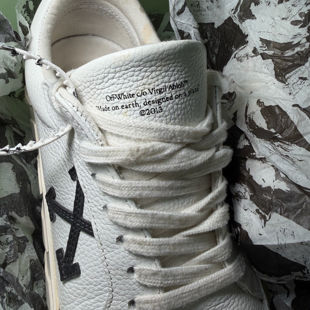 Off White Vulcanized Eco Canvas Sneakers - Picture 9 of 11